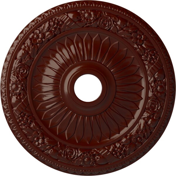 Ekena Millwork Bellona Ceiling Medallion (Canopies up to 3 5/8"), 23 5/8"OD x 3 5/8"ID x 1 1/8"P, Brushed Mahogany CM23BEBMF - main